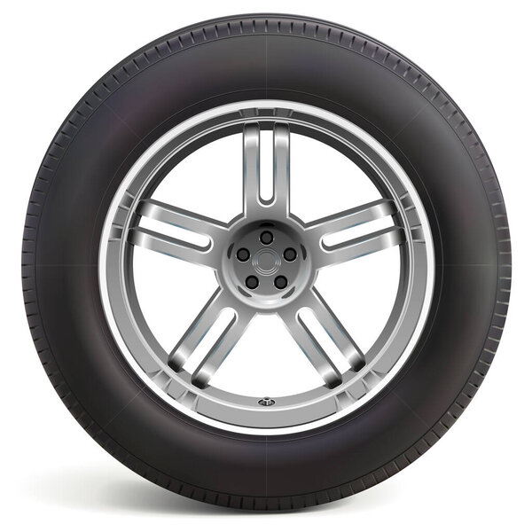 Vector Car Wheel with Rim isolated on white background