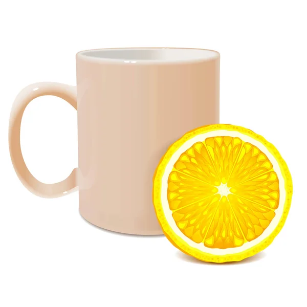白を基調としたレモンとベクトルカップ — ストックベクタ