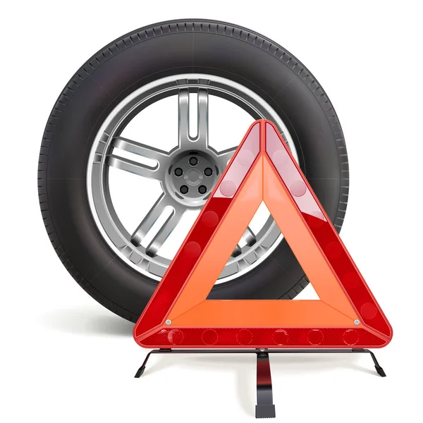 Vector Car Wheel Triangle Sign Isolated White Background — Stock Vector