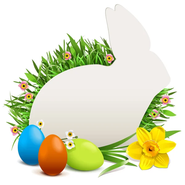 Vector Easter Rabbit Cartão Postal Isolado Sobre Fundo Branco — Vetor de Stock