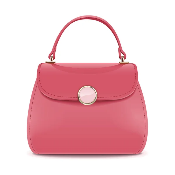Vector Pink Female Handbag Isolated White Background — Stock Vector