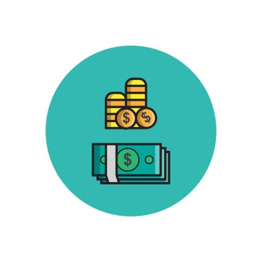 Para ve kağıt para ikonu illüstrasyon vektörü