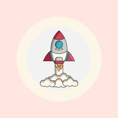 Rocket launch illustration vector flat design clipart
