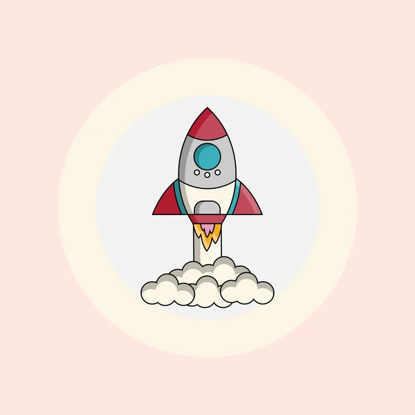 Rocket launch illustration vector flat design — Stock Vector