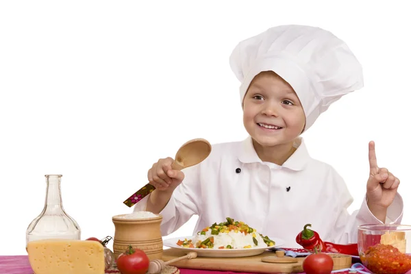 Grappige jongen chef-kok — Stockfoto