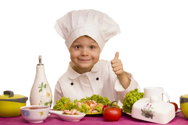 Szef kuchni zabawny chłopak — Zdjęcie stockowe