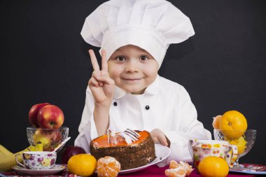  meyveli kek pişmiş çocuk Şef