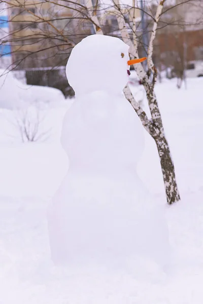 雪人在冬天的雪 — 图库照片