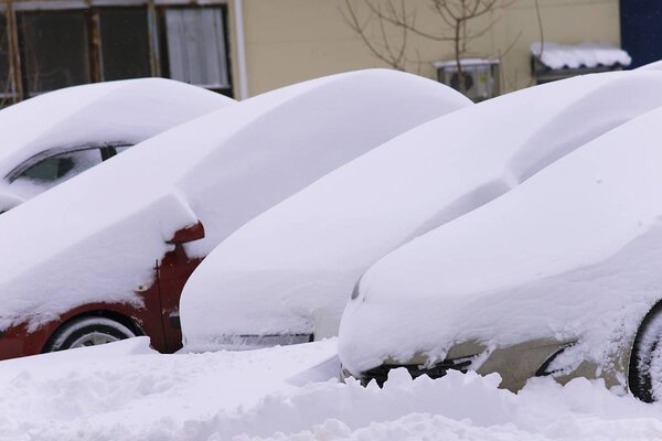 car in the snow in winter