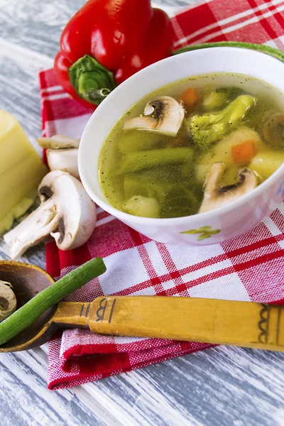 Vegetable Soup Chicken Broth — Stock Photo, Image