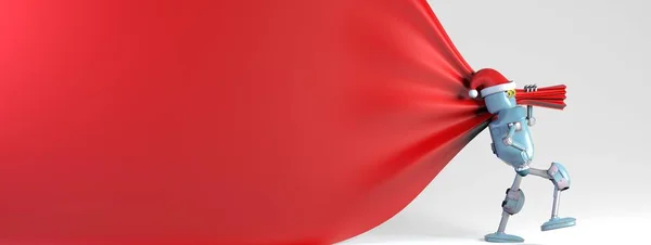 Retro robot büyük çuval çekin, 3D render.