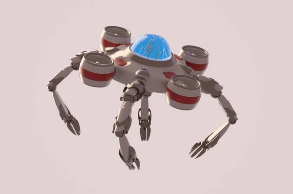 화이트 배경에 있는 나노 로봇 , 3d 렌더링. — 스톡 사진