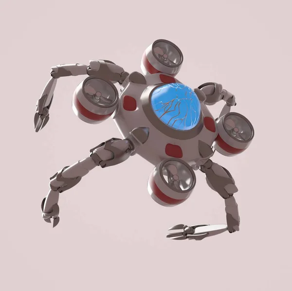 Robot nano sur fond blanc, rendu 3d . — Photo