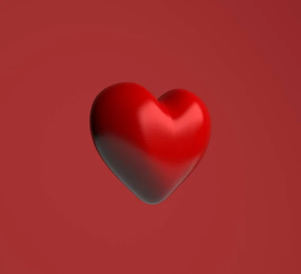 Fond Saint-Valentin avec coeur rouge sur rouge, rendu 3d . — Photo