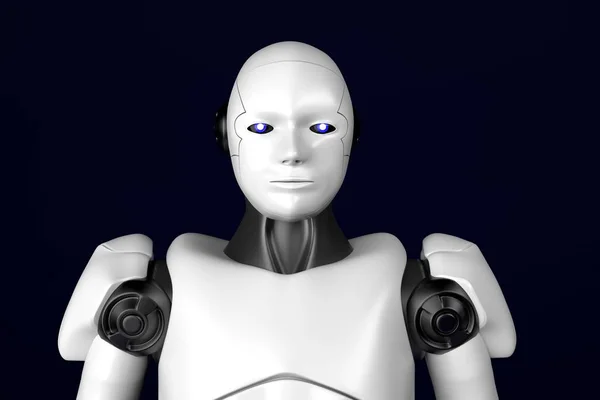 Robot Ciencia Ficción Androide Sobre Fondo Negro Render —  Fotos de Stock