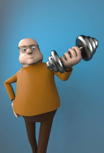 The fat man work out with dumbbells,3d render.