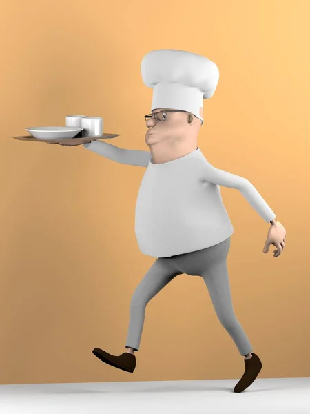 Fat Cook Walk Tray Render — Stock Photo, Image