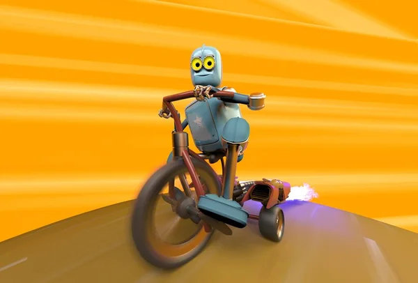 Jet motorlu çocuk motorlu robot, hızlı hızlı konsept, 3D render.