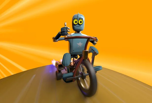 Jet motorlu çocuk motorlu robot, hızlı hızlı konsept, 3D render.