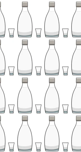 Bottle and glass of vodka seamless pattern — 图库矢量图片