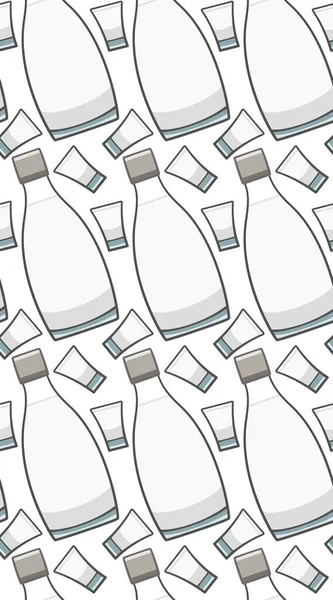 Bottiglia e vetro di vodka modello senza cuciture — Vettoriale Stock