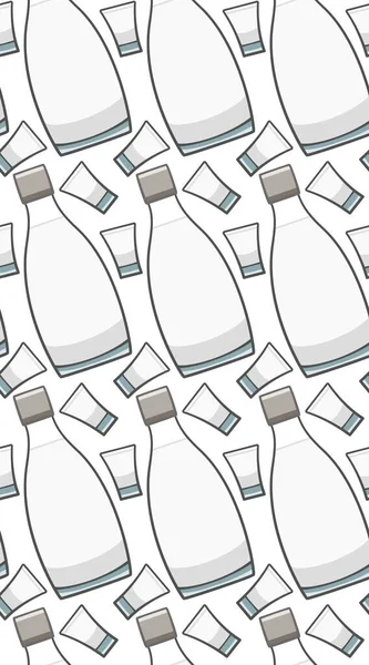 Bottle and glass of vodka seamless pattern — 图库矢量图片