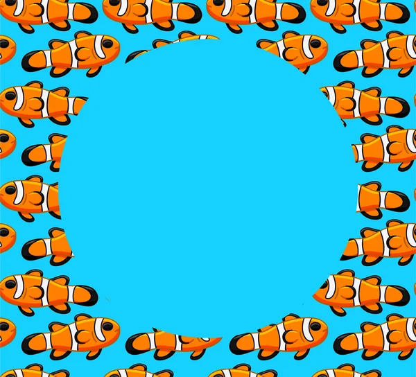 Frame met Clownfish patroon op blauwe achtergrond — Stockvector