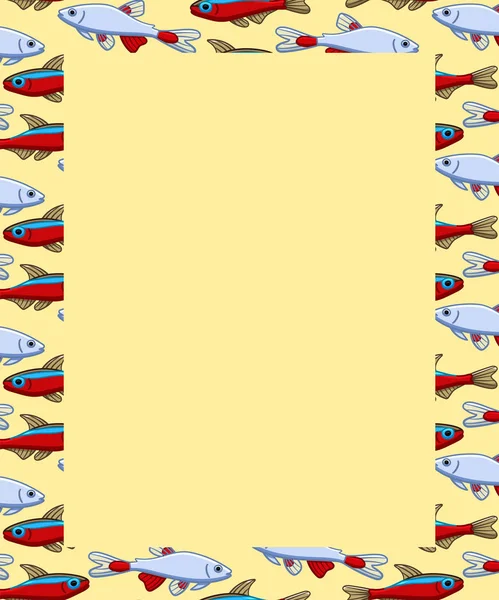 Rechthoek kopieer ruimte op vispatroon. Gele achtergrond — Stockvector