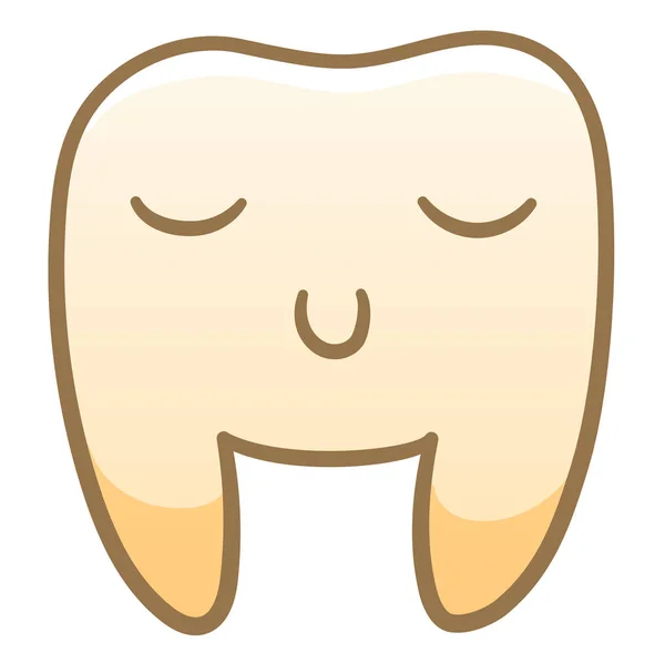 Karikatur lächelnder Zahn mit geschlossenen Augen zum internationalen Zahnarzttag — Stockvektor