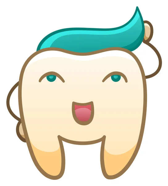 Cartoon smiling tooth with toothpaste hairstyle for International Dentist Day — ストックベクタ