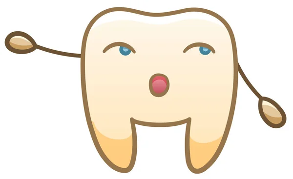 Зуб картуна вказує на щось на Міжнародний день стоматології. — стоковий вектор