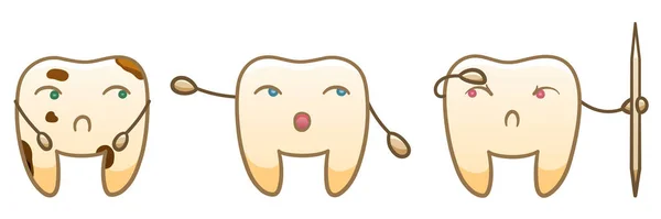 Dentes de desenhos animados definidos para o Dia Internacional do Dentista — Vetor de Stock