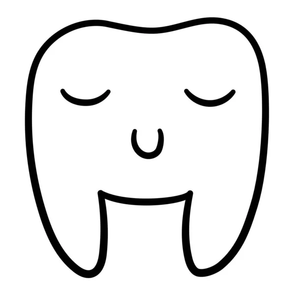 Картун посміхається зубу з закритими очима в чорних лініях на Міжнародний день стоматологів. — стоковий вектор