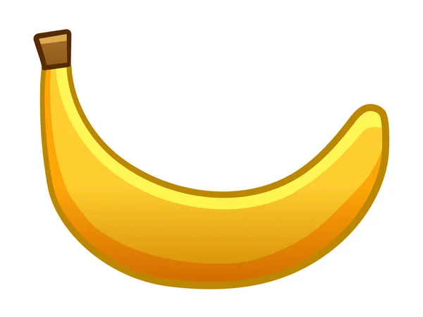 Giallo stile cartone animato banana su sfondo bianco — Vettoriale Stock