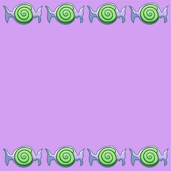 Espace de copie violet avec des bonbons tourbillonnés verts — Image vectorielle