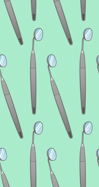 Mond spiegels voor tandarts naadloos patroon op groene achtergrond — Stockvector