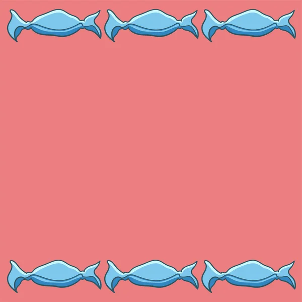 Rode kopieerruimte met ovale snoepjes in blauwe wikkel — Stockvector