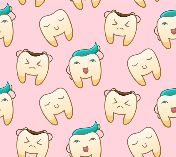 Desenhos animados dentes sem costura padrão para o Dia Internacional do Dentista — Vetor de Stock