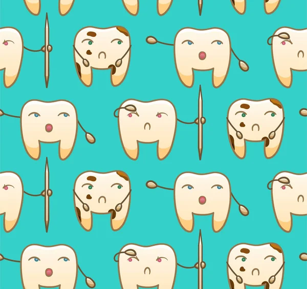 Dientes de dibujos animados patrón sin costura para el Día Internacional del Dentista — Archivo Imágenes Vectoriales