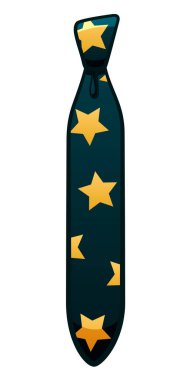 Beyaz arkaplanda sarı yıldız desenli koyu mavi kravat.