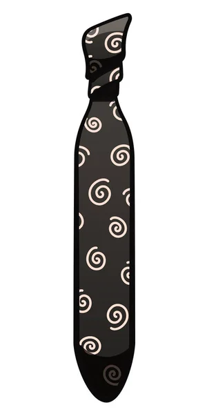 Gray necktie with white swirls pattern on white background — Stok Vektör