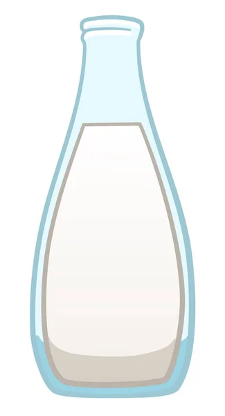 Botella de leche estilo dibujos animados sobre fondo blanco — Vector de stock