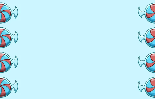 Blue rectangle copy space with round stripped candies