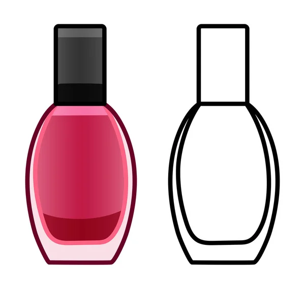 Roze nagellak in gekleurde en lijn versies — Stockvector