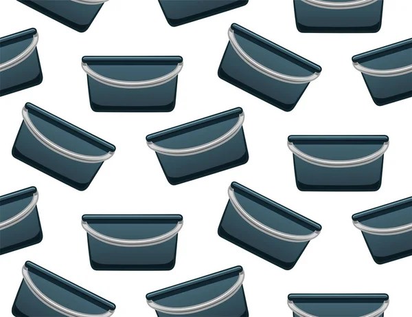 清洁白色背景无缝图案的卡通风格蓝色水桶 — 图库矢量图片