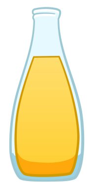 Çizgi film tarzı cam tohum yağı şişesi beyaz arka planda