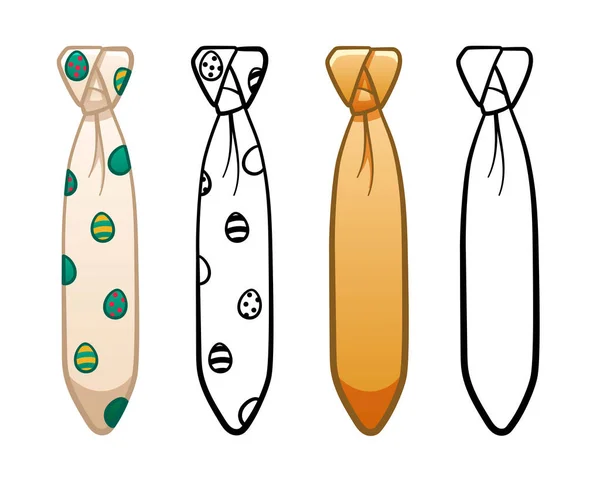 Corbata Con Nudo Cápsula Cuatro Variantes Conjunto Ilustración Aislada Color — Archivo Imágenes Vectoriales