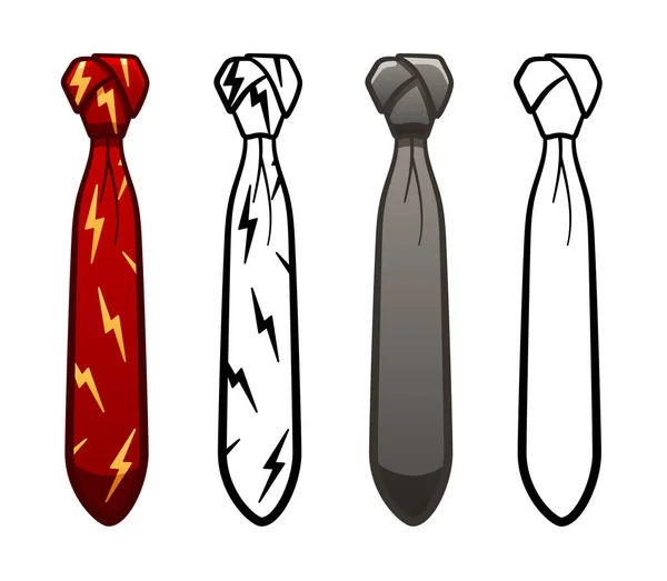 Krawat Węzłem Pelerynowym Czterech Wariantach Przedstawia Pojedynczą Ilustrację Kolorowa Liniowa — Wektor stockowy