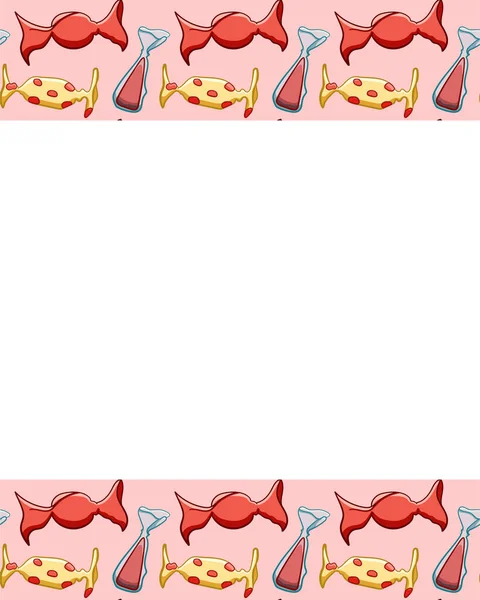赤いキャンディパターン上の白い水平コピースペース ピンクの背景ベクトル — ストックベクタ