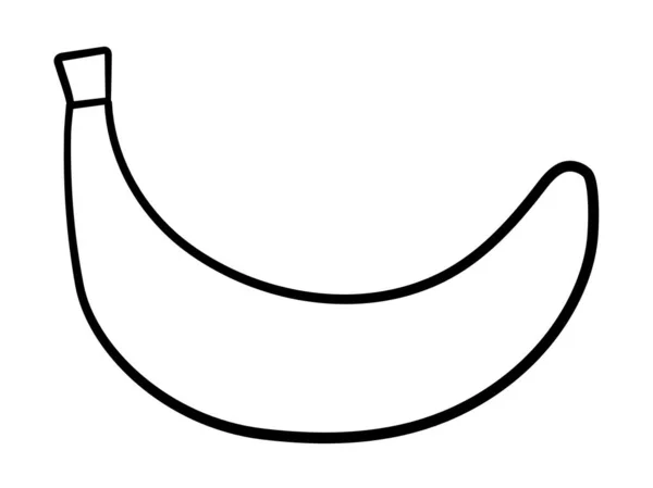 Banane Schwarzen Linien Isolierte Illustration Weißer Hintergrund Vektor — Stockvektor